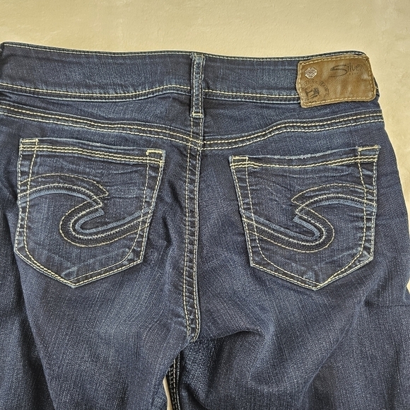 Silver Jeans W29 L31 Suki Mid Rise Slim Boot Dark womens wash denim thick stitch - Picture 4 of 13